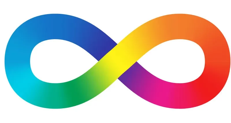 Symbole de l'infini multicolore, un symbole qui représente l'autisme.